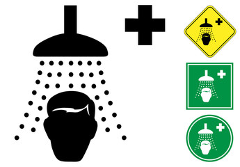 Safety shower pictogram and icons