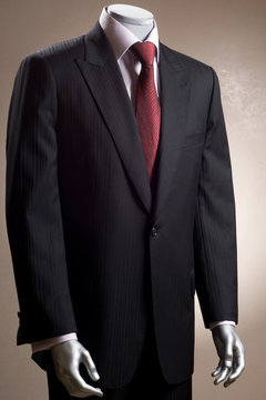 mannequin in a suit, shirt and tie