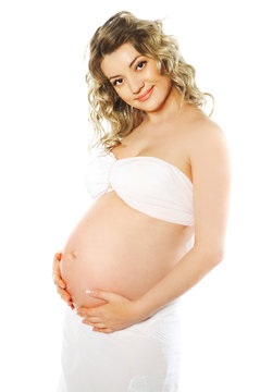 Picture of beautiful pregnant woman in studio