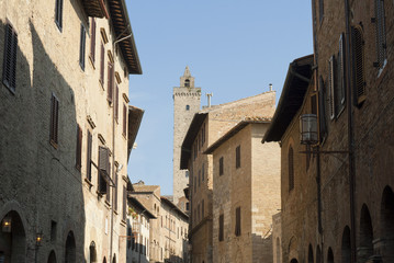 Fototapeta na wymiar Backstreets in San Gimignano Tuscany Italy