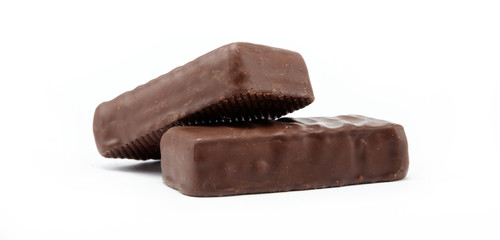 wafers in chocolate isolated on a white background