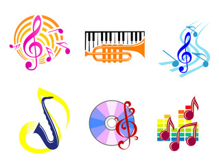 Fototapeta premium Musical symbols and emblems