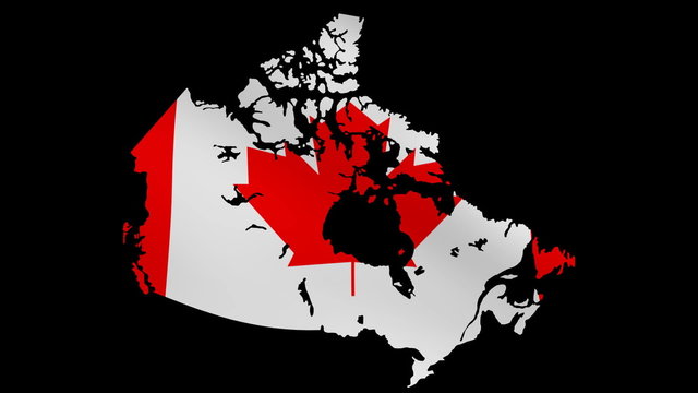 Canada map with rippling flag animation
