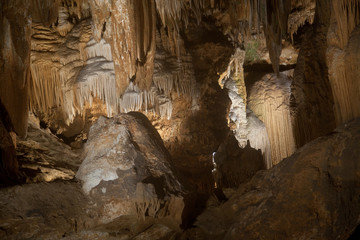 Cave, underground rock formations with stalagmite and stalctite