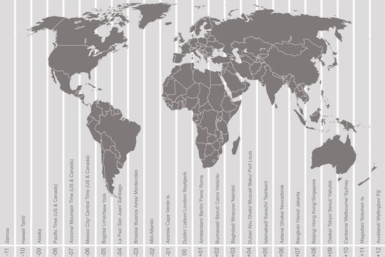 World map and time zones