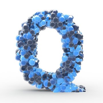 Texteffekt Molek&uuml;le blau Buchstabe Q