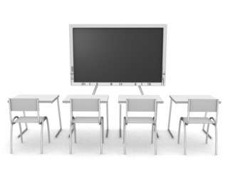 3D render of an empty classroom