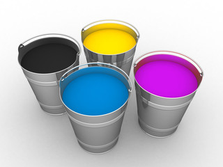 CMYK - Buckets with a paint