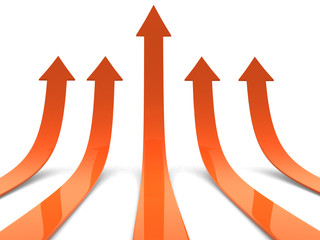 Rising orange arrows 3D