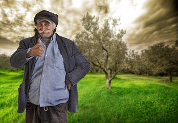 arabian lebanese man / farmer with thumbs up - clipping path inc