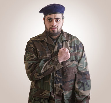 A soldier Honoring ready for sacrifice - clipping path included