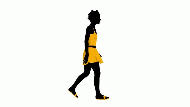 african american female teen wearing a swimsuit walking