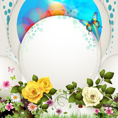 Background with butterflies and roses
