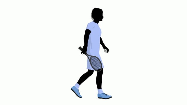 tennis player with a tennis racket walking