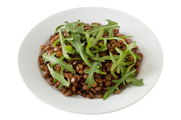 boiled red lentil on the white plate