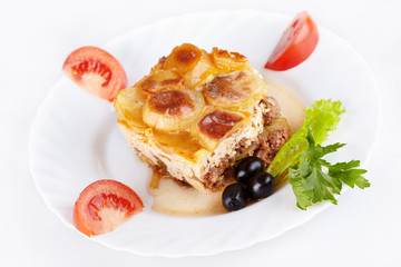 Moussaka - casserole of minced meat and vegetables
