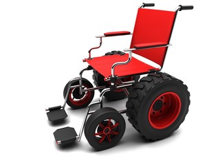 Wheelchair-terrain vehicle on a white background.