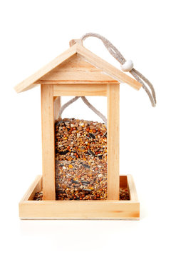 wooden bird feeder house
