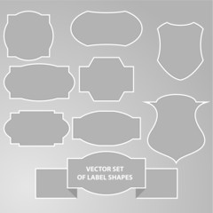 Set of label shapes