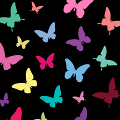Fototapeta na wymiar Bright butterflies on a black background
