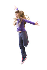 little girl jumping