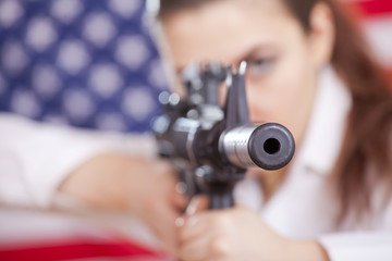 aiming with machine gun