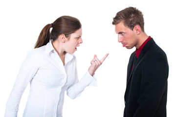 young business woman angry with her colleague