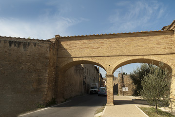 Arch in the City Walls in San Gimignano Tuscany Italy