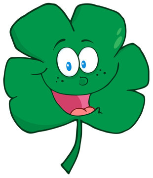 Happy Green Clover Cartoon Character