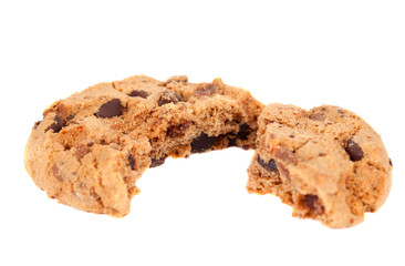 Pile of chocolate chip cookies isolated
