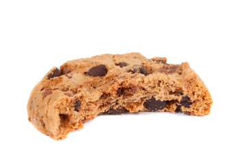 Pile of chocolate chip cookies isolated