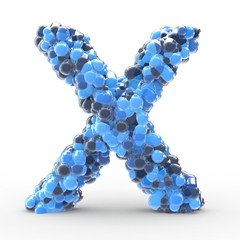 Texteffekt Moleküle blau Buchstabe X