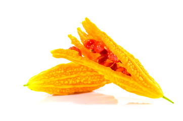 bitter melon on white background