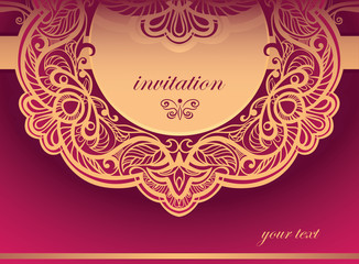 Invitation to the purple tones. Vector background of openwork