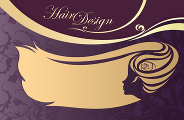 hairdressing salon business card. woman's profile