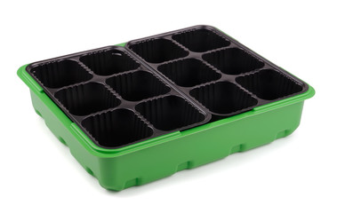 Empty plastic seedling tray