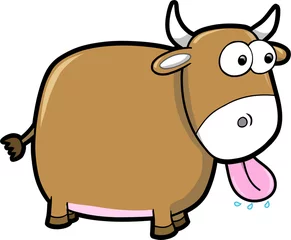 Foto op Canvas Goofy Happy Bull Cattle Animal Vector © Blue Foliage