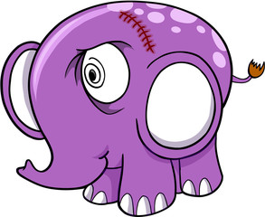 Crazy Insane Elephant Vector Illustration Art
