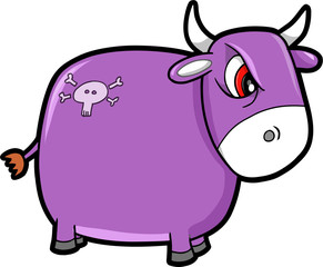 Mean Nasty Bull Cattle Animal Vector Illustration Art
