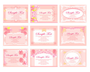 pink business floral card set