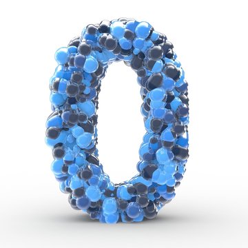 Texteffekt Molek&uuml;le blau Zahl 0
