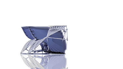 blue crystal in the carcass of metal