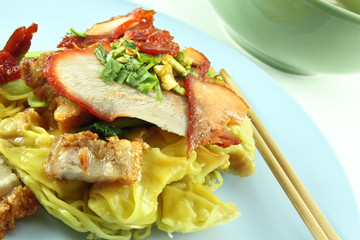 Dry yellow noodle thai and chinese style