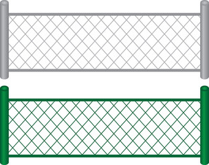 Isolated chain linked fences metal and painted green