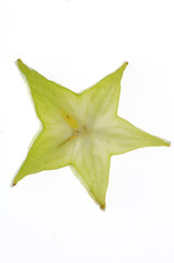 Fototapeta premium isolated fruit on white,a green carambola