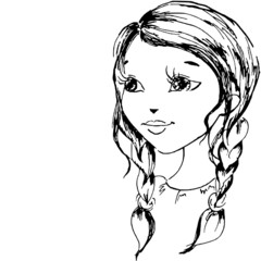 The small girl has drawn in a vector