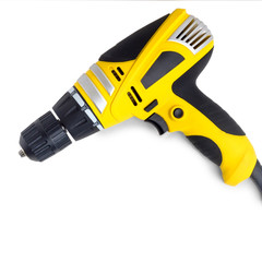 drill tool yellow isolated on white
