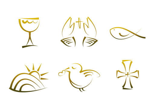 Goldene Symbole f&uuml;r Religion, Feste, Feiertage, ...