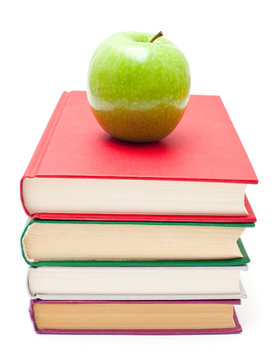 apple on stack of books