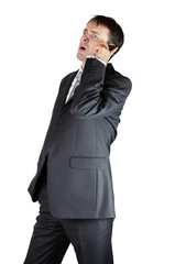 Worried businesman on a phone